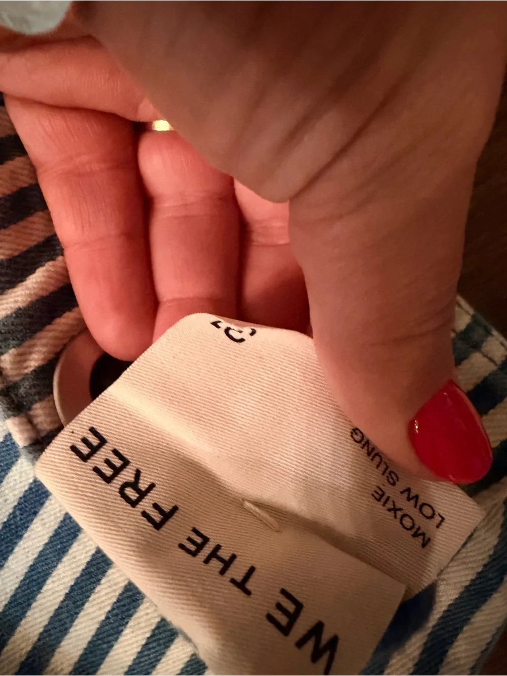 We The Free Blue and White Striped Wide Leg Jeans - Picture 3 of 5